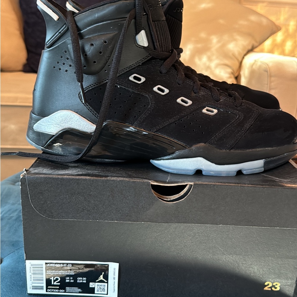 Gently used size 12 black Jordans
